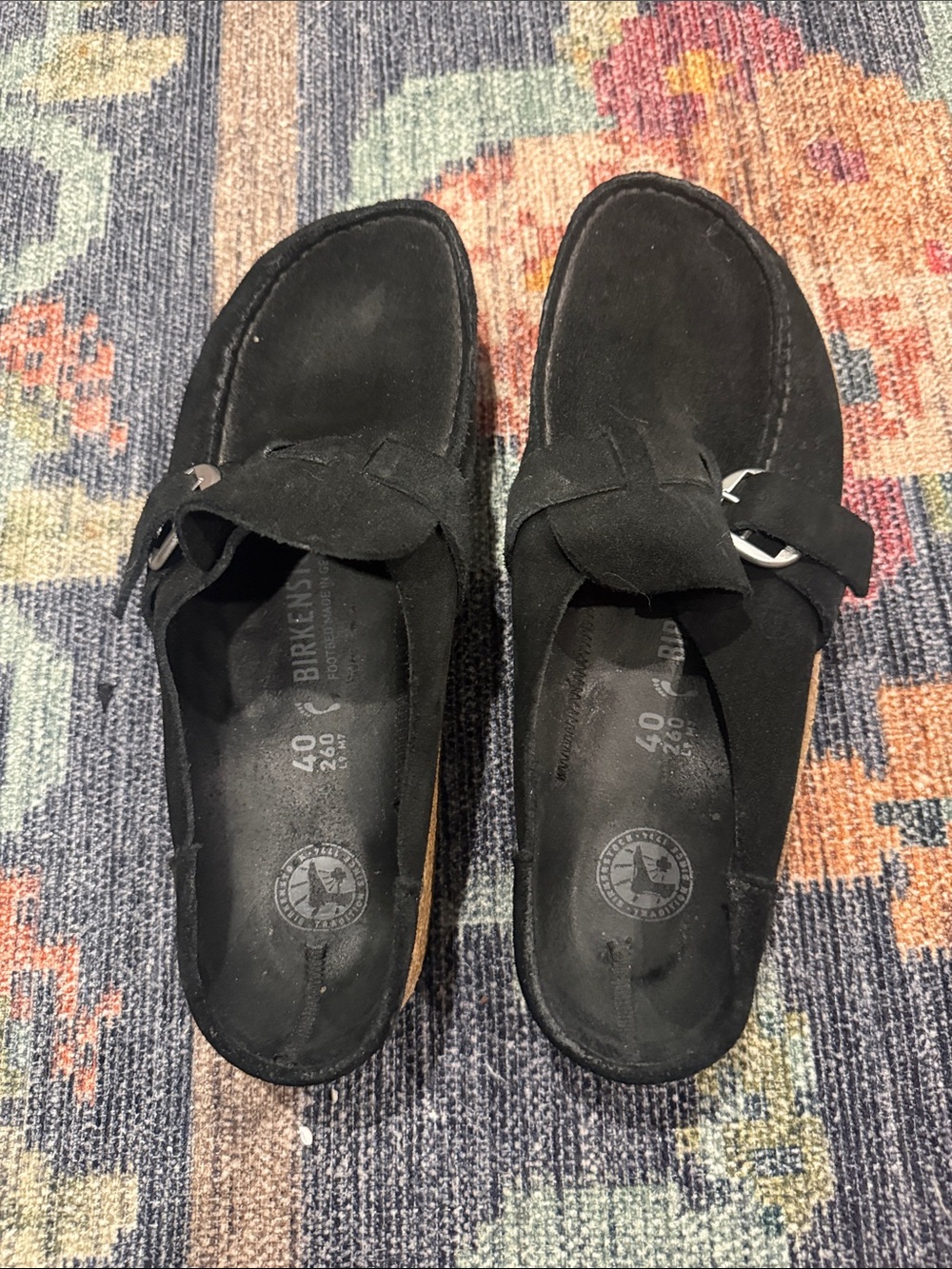 Birkenstock Black Buckley - Suede Slip-On Moccasin Clogs WORN ONCE!